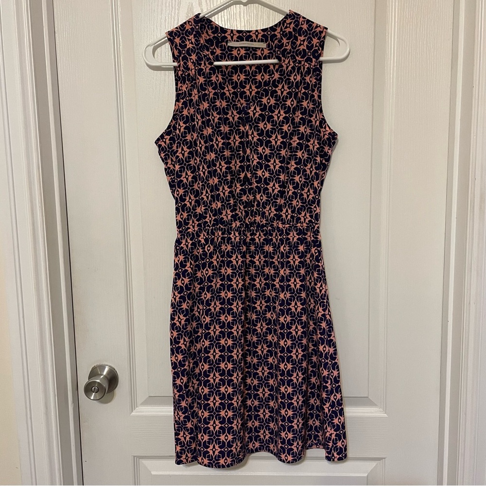 41 Hawthorn Coral and Navy Blue Sheath Mini Dress